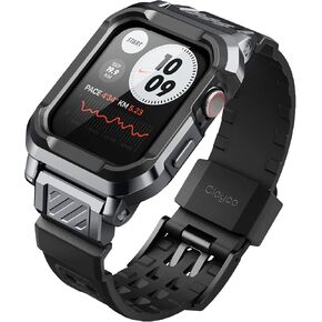 Clayco Vertex Bands Case Compatible with Apple Watch 44mm 45mm, Rugged Shockproof TPU Military Strap Protective Cover for iWatch SE & Series 7/6/5/4