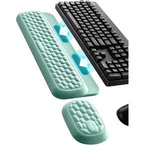 Vaydeer Wrist Rest Set for Keyboard and Mouse, Full Mechanical Keyboard Support Pad, Ergonomic Desk Cushion for Computer Typing Office Work Home Gaming, Memory Foam Arm Palm Hand Pain Relief-Green