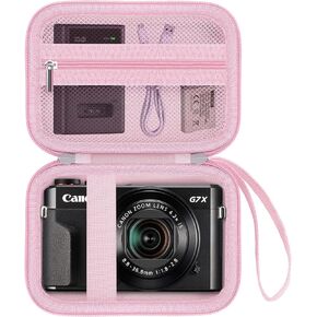 Hard Travel Camera Case for Canon PowerShot G7 X Mark II/G7X Mark III, Digital Camera Storage Bag With Zippered Mesh Pocket for USB Cable, SD Card, Battery and Other Accessories, BLACK