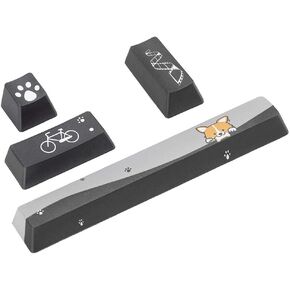 S erounder DIY Mini Black Dogs Pattern Keycaps Space+ESC+Enter+Numpad Enter Keycap Set للوحة مفاتيح الألعاب الميكانيكية (أسود)