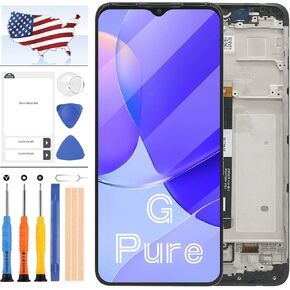 A-MIND for Motorola G Pure Screen Replacement with Frame for Moto G Pure XT2163 XT2163DL XT2163-4 LCD Display Touch Screen Digitizer Full Assembly 6.5 inch Black
