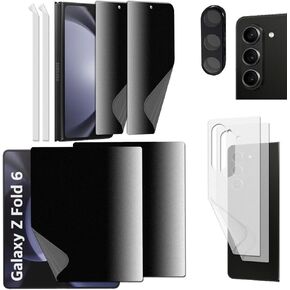 [2SET 9PCS] [MattePrivacy TPU film 4pcs] [Clear TPU film 4pcs] [1 Tempered Glass Lens protector] with Hinge Protector for Samsung Galaxy Z Fold 6 5G 2024 [Perfect Fit for Foldable screen