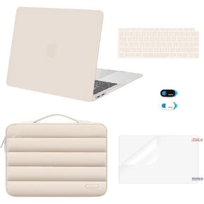 حافظة MOSISO متوافقة مع جهاز MacBook Air 13 بوصة 2022 2021 2020 2019 2018 إصدار A2337 M1 A2179 A1932 Retina، حافظة صلبة بلاستيكية وحقيبة منتفخة وغطاء لوحة المفاتيح وغطاء كاميرا الويب وواقي شاشة، أسود