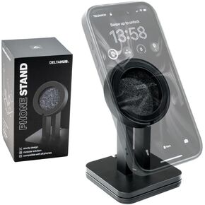 DELTAHUB REO Phone Stand for Desk Transformative Cell Phone Holder | Ultimate iPhone & Android Compatibility | Architectural Aluminum | Wireless Charging Sophistication