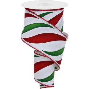 Craig Bachman 2.5" Swirl Candy Stripe Ribbon: Red/White (10 Yards) Christmas Craft Floral Arrangement Gift Wrapping Wired Edge Ribbon