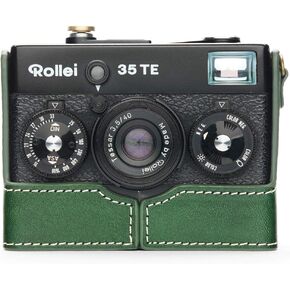 Rollei 35/35S/35T/35TE/35SE Case, BolinUS Handmade Genuine Real Leather Half Camera Case Bag Cover for Rollei 35/35S/35T/35TE/35SE Camera with Hand Strap (Black)
