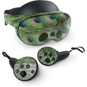MightySkins Glossy Glitter Skin Compatible with Meta Quest Pro - Peacock Pattern | Protective, Durable High-Gloss Glitter Finish | Easy to Apply, Remove, and Change Styles | Made in The USA