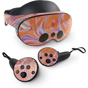 MightySkins Glossy Glitter Skin Compatible with Meta Quest Pro - Orange Swirl | Protective, Durable High-Gloss Glitter Finish | Easy to Apply, Remove, and Change Styles | Made in The USA