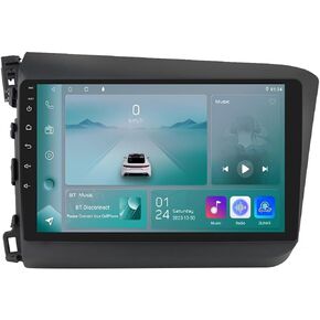 Car Radio Stereo for Honda Civic 2012-2015, Android 10 GPS Navigator with 9inch Touch Screen, Carplay, Mirror Link, Quad-core, AM FM Radio, RDS, DSP, SWC, 2 USB,2GB + 32GB, WiFi, Backup Camera