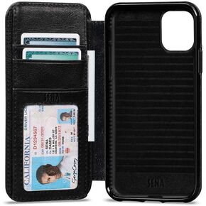 Wallet Book Case, Leather Book Style Folio Wallet with Kickstand & Card Slots for iPhone (Toffee, iPhone 13 Pro Max)