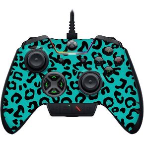 MightySkins Skin Compatible with Razer Wolverine Ultimate - Teal Leopard | Protective, Durable, and Unique Vinyl Decal wrap Cover | Easy to Apply, Remove, and Change Styles | Made in The USA