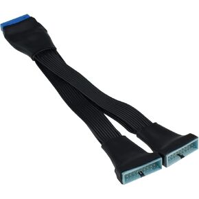 USB 3.0 Header Splitter Extension Cable, 19/20 Pin 1 to 2 Y Type Internal Adapter Hub Splitter for Motherboard DIY Products (5.9 inch)