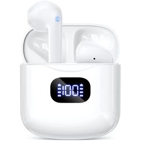 Wireless Bluetooth 5.3 TWS in-Ear Earbuds LED Digital Display IPX-5 Waterproof 40 Hours Playtime HiFi Stereo ENC Headphones White