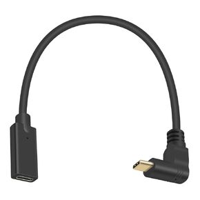 Poyiccot USB C Extension Cable 1ft 40Gbps, 240W Right Angle USB C Extension Cable, Thunderbolt 4 Extension Cable with 8K Video, 90 Degree Type C Extender Cord for Thunderbolt 4/MacBook/Phone/HUB