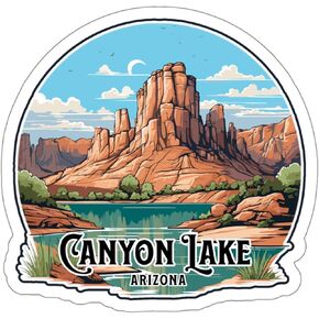 Canyon Lake Arizona Sticker Travel Outdoors Decal Vinyl Small Waterproof for Water Bottle Mug Passport Book Scrapbook Notebook Laptop Tumbler Skateboard Computer Phone Size 4" Funny Gift ID44990