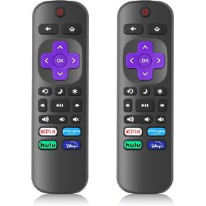 جهاز تحكم عن بعد عالمي لتلفزيون Roku 2Pack، جهاز تحكم عن بعد بديل جديد لجميع تلفزيون Roku، متوافق مع تلفزيونات Roku، TCL Hisense Sharp Element Philips JVC RCA Sanyo LG Haier، وليس لعصا Roku وصندوق