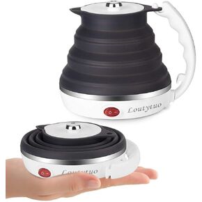 Portable Travel Coffee Maker Kit, Foldable Electric Kettle with Collapsible Coffee Dripper, 555ML 110V&220V Dual Voltage, Paperless Reusable Pour Over Coffee Filter, Ideal for Camping,Travel,Camper/RV