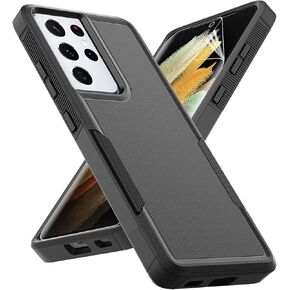 for Samsung Galaxy S24 Ultra Case: Dual Layer Protective Heavy Duty Cell Phone Cover Shockproof Rugged with Screen Protector - Military Protection Bumper Tough - Samsung Galaxy S24 Ultra 2024, Black