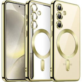 JETech Soft Clear Case for Samsung Galaxy S24 6.2-Inch, Camera Lens Full Protection, Compatible with MagSafe Wireless Charging, Shockproof Electroplated TPU Phone Cover (Cobalt Violet)