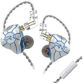 in Ear Headphones 4BA+1DD 5 Drivers IEM Earphones HiFi Wired Earphones with Microphone 3.5mm Audio Plug 2 Pin Detachable Cable Gaming Headphones, White