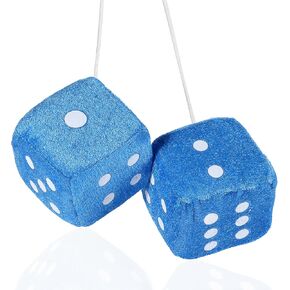 WLLHYF Fuzzy Plush Dice, Pair of Black Hanging Soft Plush Dice with Dots Couple Car Ornament Decorative Vintage Retro Accessory for Automotive Interior Mirrors