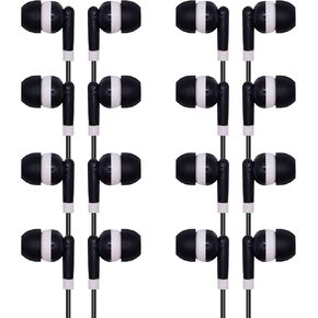 Kids Bulk Earbuds Headphones 50 Pack, Individually Bagged, Wholesale Disposable Wired Earphones Perfect for School Classroom Libraries Students (Black)