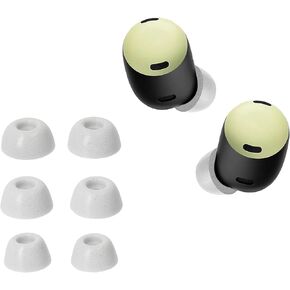 أطراف أذن بديلة من kwmobile متوافقة مع Google Pixel Buds Pro - مجموعة من 6 قطع - أطراف أذن من إسفنج الذاكرة - أبيض