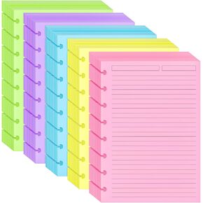 MotBach 60 Sheets Letter Size Discbound Lined Refill Paper, A4 Loose Leaf Paper 5 Colors 11-Disc Refillable Pre-punched College Ruled Notebooks Planner Inserts, 120gsm Thicken Paper, 8.5'' x 11''