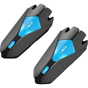 Z1 Motorcycle Bluetooth Headset, 10 Riders Helmet Mesh Intercom Communication Systems, Voice-Controlled/Fast Charging/Universal Pairing/Noise Cancellation/ IP67 Waterproof, 2 Pack