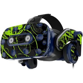 MightySkins Skin Compatible with HTC Vive Pro VR Headset - Green Distortion | Protective, Durable, and Unique Vinyl Decal wrap Cover | Easy to Apply, Remove, and Change Styles | Made in The USA