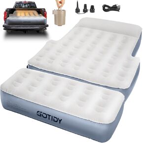 Inflatable Truck Bed Mattress for Tacoma for Short Bed Jeep Gladiator JT 5ft, Truck Bed Air Mattress 5ft-5.5ft, Space-Optimized Design, Built in Pump, Oversized Storage Bag, Integrated Pillow