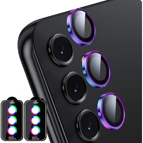 [2 Pack for Samsung Galaxy A54 Camera Lens Protector, 9H Tempered Glass Camera Cover Screen Protector Metal Individual Ring for Galaxy A54 5G [Installation Tray Alignment Kit](Black)