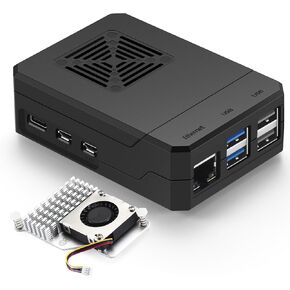 Case for Raspberry Pi 5, Case for Raspberry Pi Pi 5 4 Pin PWM Fan ABS Case with Pi 5 Active Cooler, Heatsink, Simple Removable Top Cover for Raspberry Pi 5 (Official Active Cooler, Black)