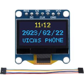 waveshare 0.96inch OLED Module 128 × 64 Pixels OLED Display I2C SPI Screen with SSD1315 Driver Chip Yellow Blue Two-Color Display Compatible with Raspberry Pi/Arduino/STM32