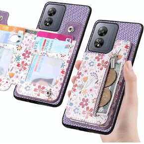 Case for Boost Celero5G SC, Boost Celero 5G SC Phone Cover Back Wallet Floral Flower Pattern | Card Slot Holder [Magnetic car mount], PU Leather Zipper Flip Wallet Case for Celero5G SC - Black