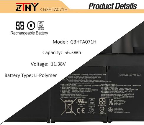 ZTHY G3HTA071H G3HTA072H استبدال بطارية الكمبيوتر المحمول لـ Microsoft Surface Laptop Studio 1 / Microsoft Surface Laptop Studio 1964 / Microsoft Surface Laptop Studio 1964 14.4 بوصة سلسلة 11.38V 56.3Wh in Saudi Arabia