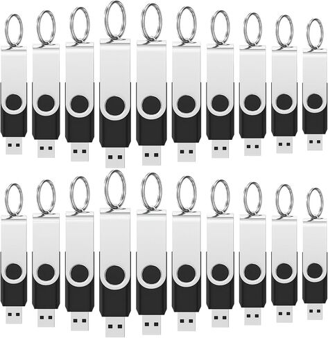 20Pack 8GB USB 2.0 Flash Drive with Keychains,Swivel USB Thumb Drives Memory Stick USB Drive for PC Laptop Computer (Black) in Saudi Arabia