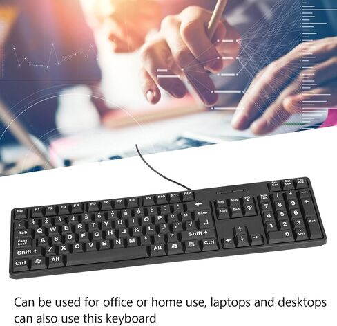 لوحة مفاتيح USB سلكية من Sanpyl، 104 مفاتيح للتوصيل والتشغيل، لوحة مفاتيح كبيرة مطبوعة ومفاتيح مضيئة، لوحة مفاتيح كمبيوتر USB لكبار السن والأطفال وضعاف البصر in Kuwait