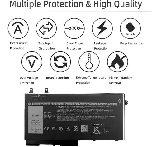 بطارية كمبيوتر محمول D2VF9 لسلسلة Dell Inspiron 15 7547 7548 Vostro 14 5459 14-5459D-1308S 14-5459D-1328S 14-5459D-1408S 14-5459D-1528G/1528S، PXR51 YGR2V 4P8PH G05H0 43 واط ساعة in Saudi Arabia