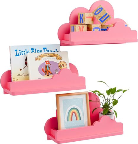 Cloud Shelves for Kid’s Room Nursery Wall Deor Set of 3, White Cloud Bookshelf Floating Shelf, Small Figure Shelf Wall Mounted, Cute Decorative Cloud Floating Shelf for Toys, Plants & Storage in Kuwait