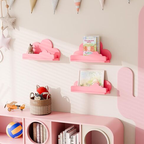 Cloud Shelves for Kid’s Room Nursery Wall Deor Set of 3, White Cloud Bookshelf Floating Shelf, Small Figure Shelf Wall Mounted, Cute Decorative Cloud Floating Shelf for Toys, Plants & Storage in Kuwait