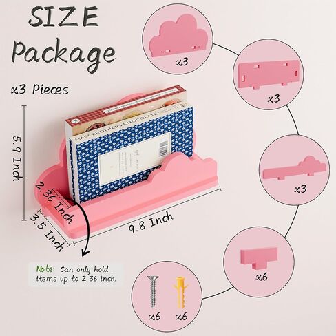 Cloud Shelves for Kid’s Room Nursery Wall Deor Set of 3, White Cloud Bookshelf Floating Shelf, Small Figure Shelf Wall Mounted, Cute Decorative Cloud Floating Shelf for Toys, Plants & Storage in Kuwait