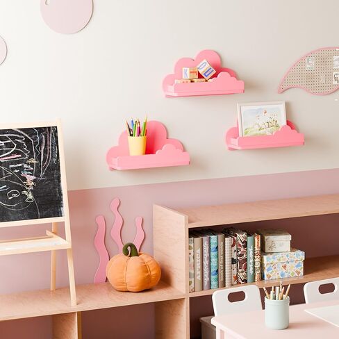 Cloud Shelves for Kid’s Room Nursery Wall Deor Set of 3, White Cloud Bookshelf Floating Shelf, Small Figure Shelf Wall Mounted, Cute Decorative Cloud Floating Shelf for Toys, Plants & Storage in Kuwait