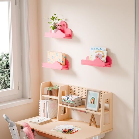 Cloud Shelves for Kid’s Room Nursery Wall Deor Set of 3, White Cloud Bookshelf Floating Shelf, Small Figure Shelf Wall Mounted, Cute Decorative Cloud Floating Shelf for Toys, Plants & Storage in Kuwait