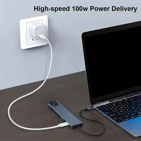GENERIC USB C HUB, 8 in 1 USB C Adapter with 4K HDMI, 100W PD, USB C Port, USB 3.0, RJ45 Ethernet, SD/TF Card Reader, Docking Station Compatible with Type C Devices, GREY in Saudi Arabia