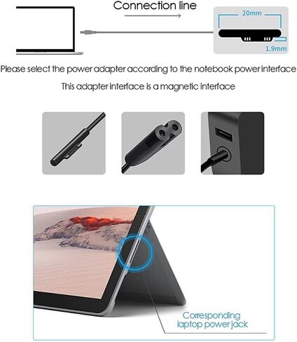 New 65W Ac Adapter Charger Fit forMicrosoft Surface Pro X Pro 7 Pro 6 Pro 5 Pro 4 Pro 3 Surface Laptop 1 2 3 Surface Go 1 2 Surface Book Laptop Power Supply … in Kuwait