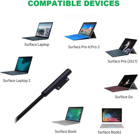 New 65W Ac Adapter Charger Fit forMicrosoft Surface Pro X Pro 7 Pro 6 Pro 5 Pro 4 Pro 3 Surface Laptop 1 2 3 Surface Go 1 2 Surface Book Laptop Power Supply … in Kuwait