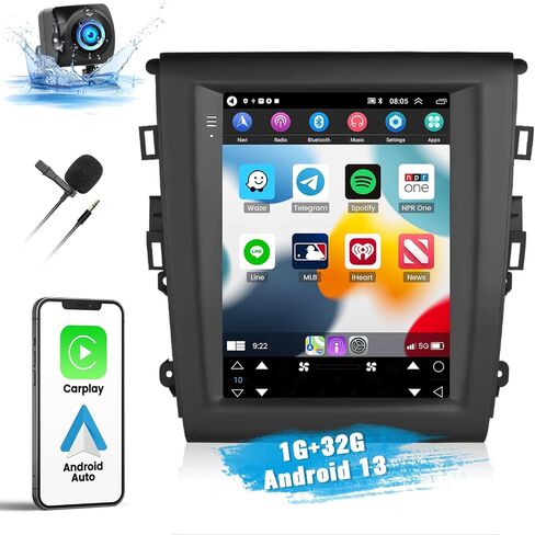 UNITOPSCI 1G+32G لسيارة Ford Fusion Mondeo 2013-2019 راديو Android Car Stereo Wireless CarPlay Android Auto 9.7 بوصة شاشة لمس عمودية بلوتوث GPS للملاحة HiFi WiFi FM/RDS SWC+كاميرا احتياطية ميكروفون in Saudi Arabia
