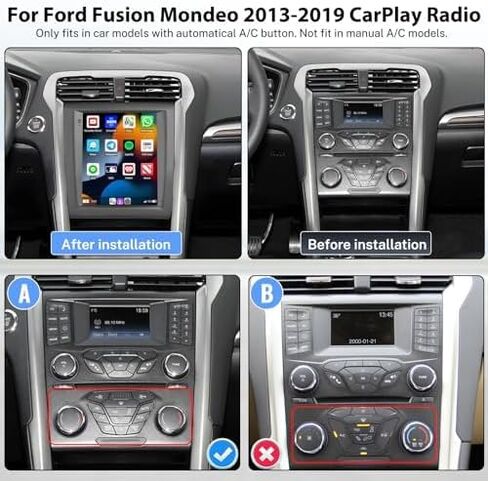 UNITOPSCI 1G+32G لسيارة Ford Fusion Mondeo 2013-2019 راديو Android Car Stereo Wireless CarPlay Android Auto 9.7 بوصة شاشة لمس عمودية بلوتوث GPS للملاحة HiFi WiFi FM/RDS SWC+كاميرا احتياطية ميكروفون in Saudi Arabia