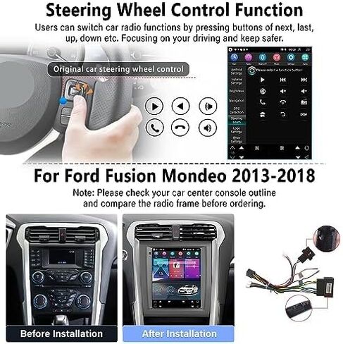 UNITOPSCI 1G+32G لسيارة Ford Fusion Mondeo 2013-2019 راديو Android Car Stereo Wireless CarPlay Android Auto 9.7 بوصة شاشة لمس عمودية بلوتوث GPS للملاحة HiFi WiFi FM/RDS SWC+كاميرا احتياطية ميكروفون in Saudi Arabia